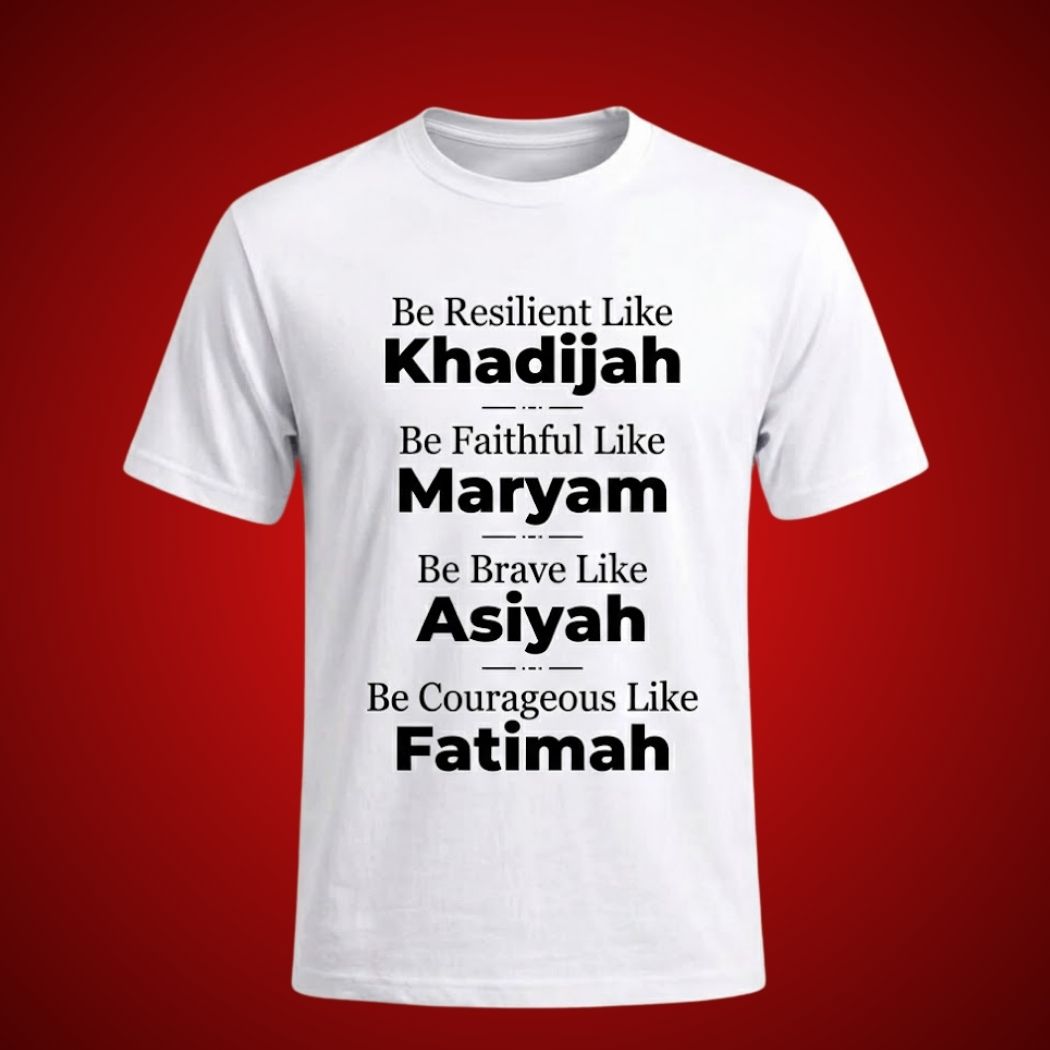 White t-shirt with motivational text on a red background