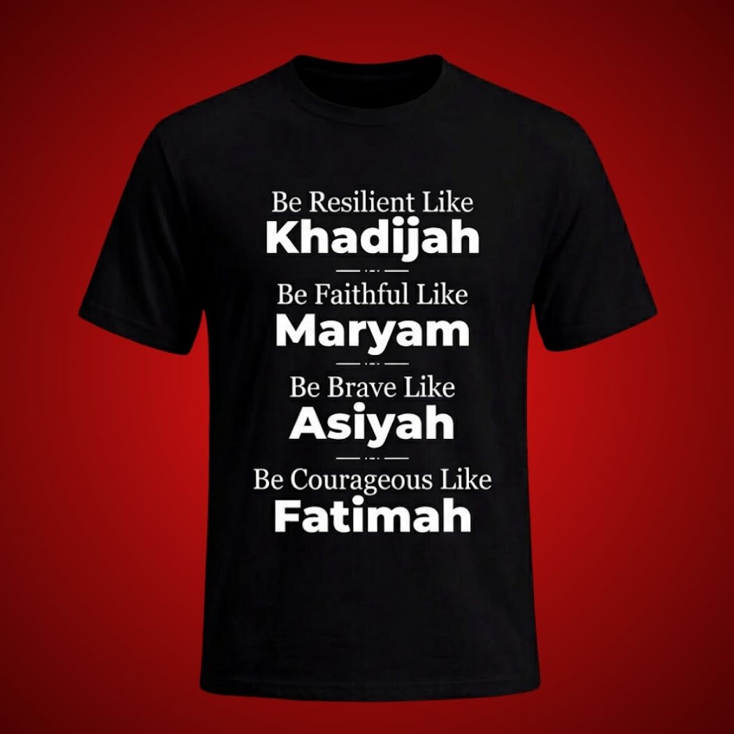Black t-shirt with motivational text on a red background