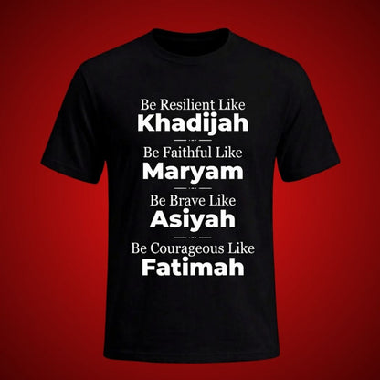 Black t-shirt with motivational text on a red background